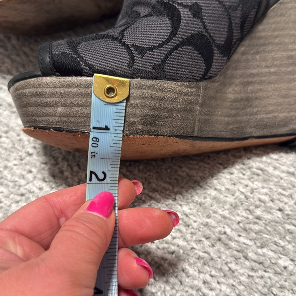 Coach Black Wedge Sandals with Peep-Toe - Picture 5 of 5
